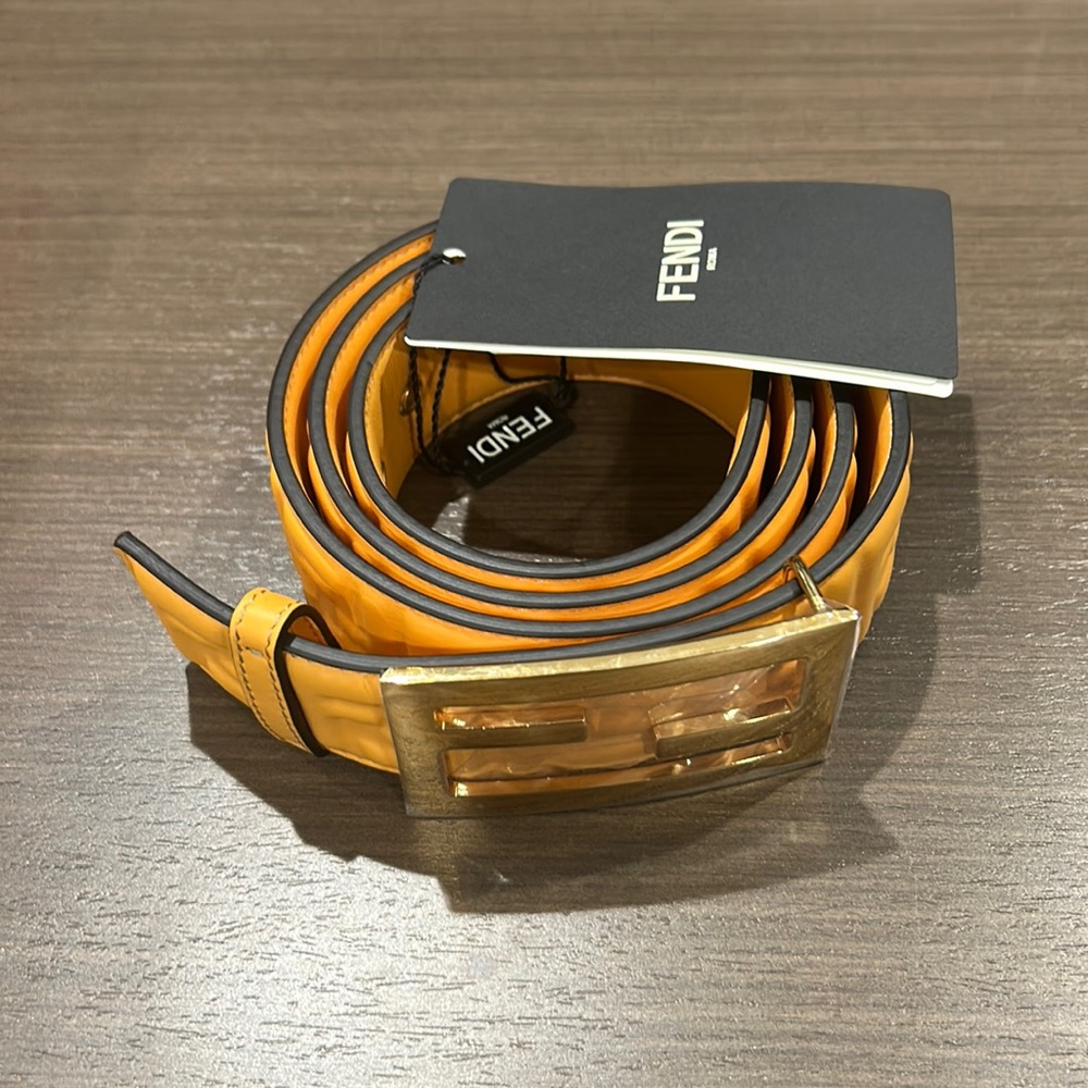 NWT Fendi Baguette FF Yellow leather belt